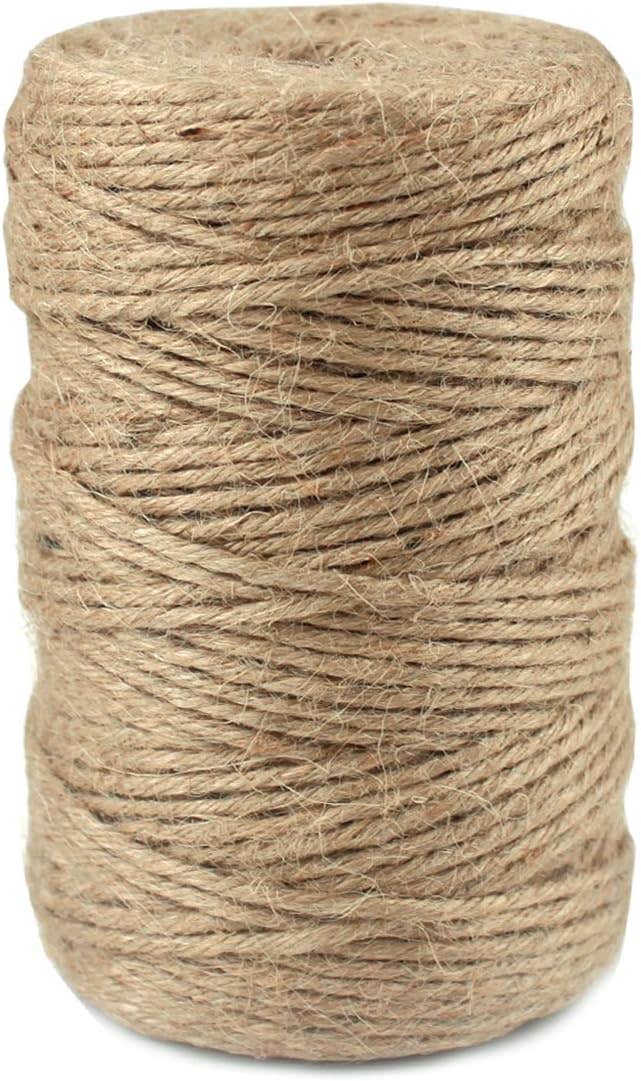 Jute Twine, 328 Feet 6 Ply 3mm Thicker Natural Jute String Packing Twine for Garden ,Floristry, Decoration, Gifts, DIY Arts Crafts.