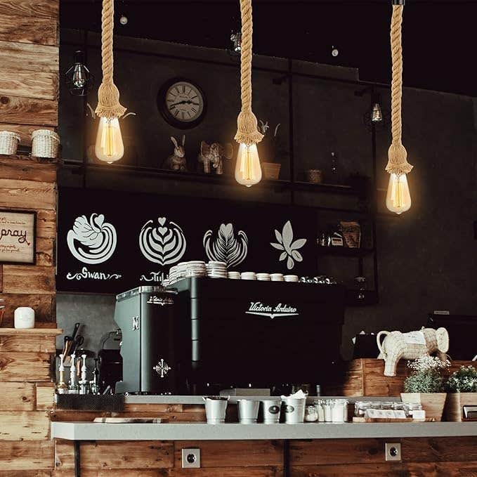 Mishkah Lighting E27 Retro Hemp Rope Ceiling Lamp