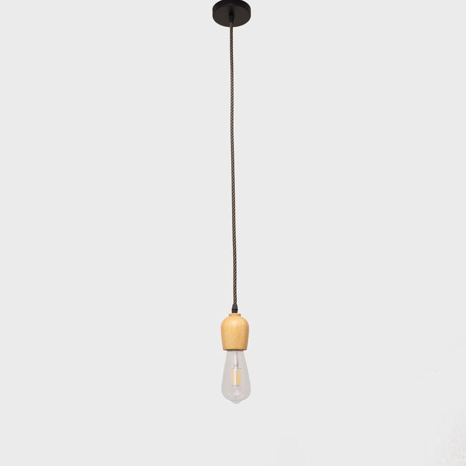 Wooden Spoon 1 Bulb Beige