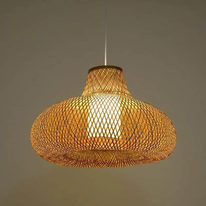Meshkah Lighting Organic Bamboo Pendant Lamp 40cm - Matte Finish - E27 Bulb Base