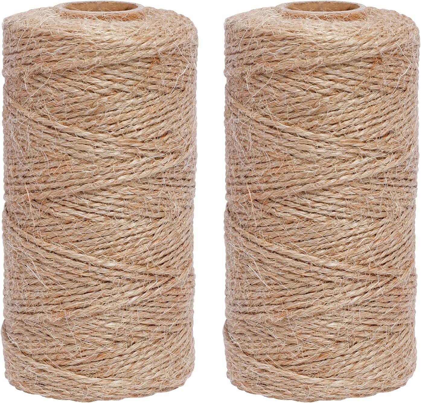 YOULEY Jute String Twine 100M x 2 Rolls 2mm Natural Jute String 2Ply Brown Garden Twine Jute Rope for DIY Crafts, Handmade Arts, Gardening and Gift Wrapping