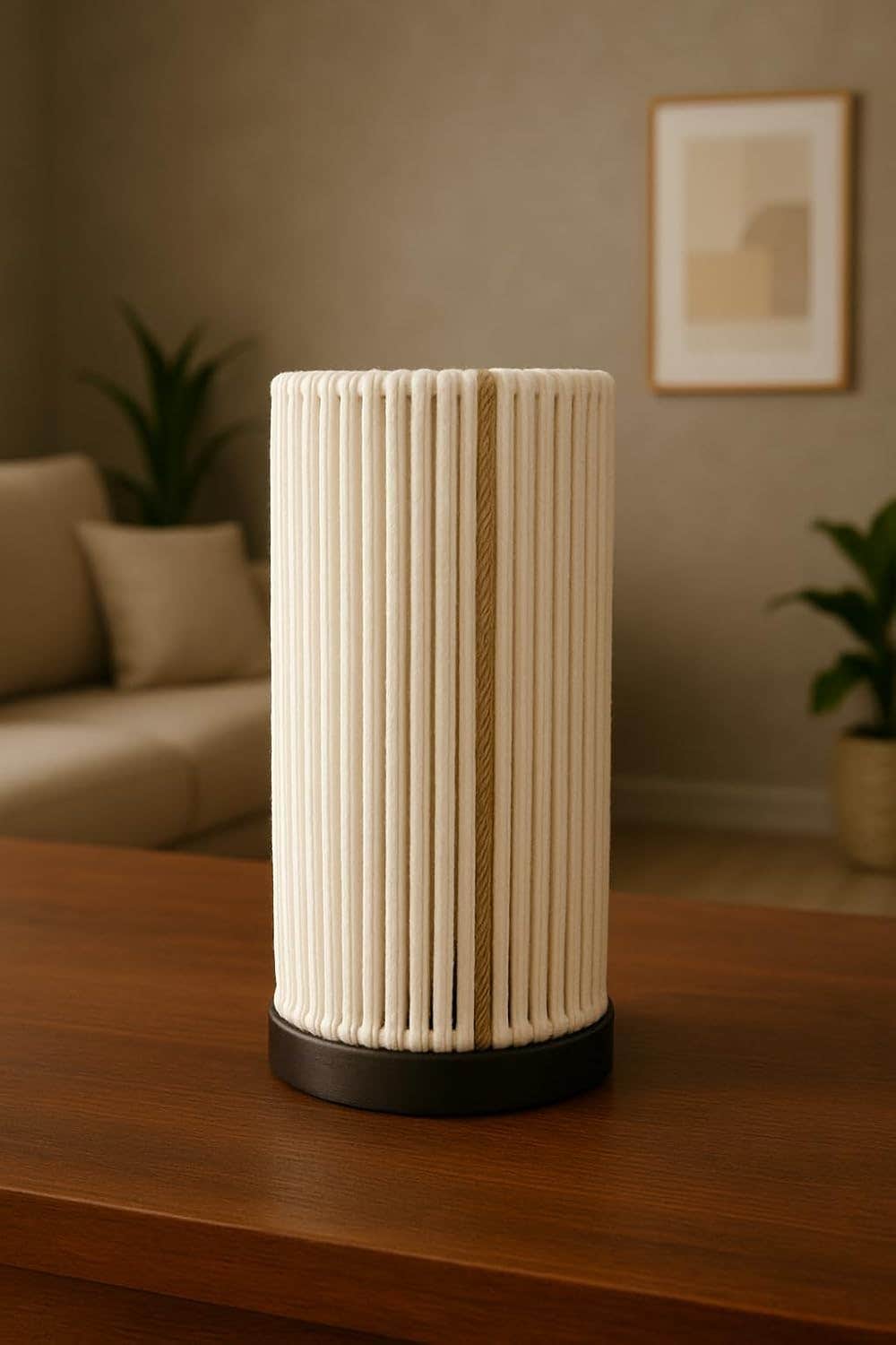 Mishkah Lighting Cotton Thread Cylinder Table Lamp__