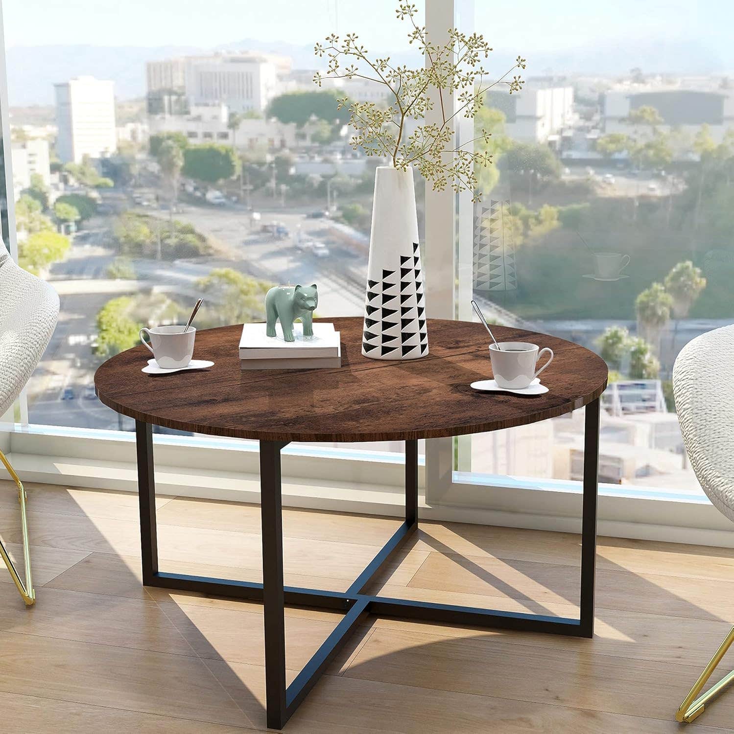 Round Coffee Table, Brown/Black