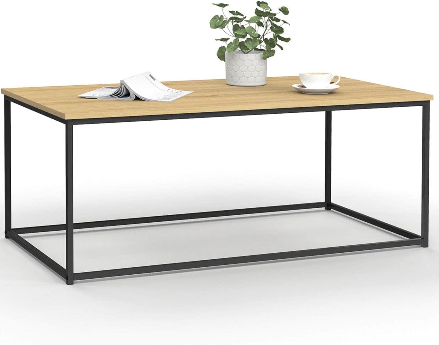 IDMarket - Detroit Rectangular Coffee Table 113 cm Industrial Design Wood and Metal