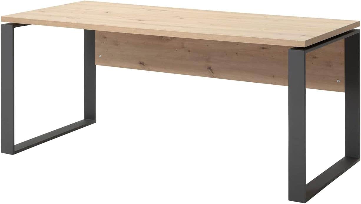 Composad | Desk, Modern PC Desk, 170 x 74.5 x 80 cm, Honey Oak Colour, for Office, Study, Made in Italy
