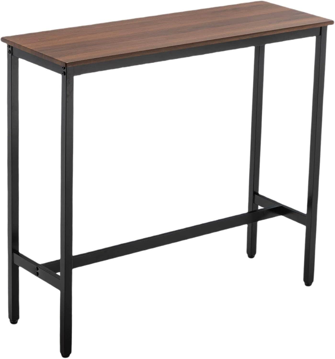 Awonde Rectangle Bar Table 41" Bar Height Pub Table Industrial Table for Kitchen Dining Room Living Room Entryway Sofa Console Table with Brown Wood Top Black Matel Frame