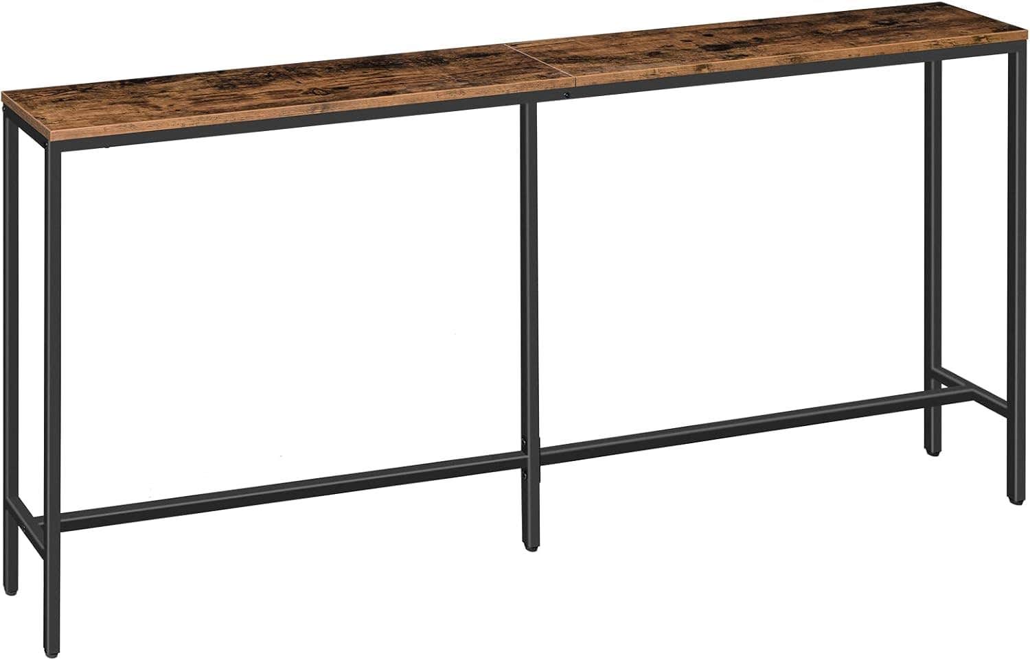 ALLOSWELL 63" Console Table, Narrow Sofa Table for Entryway, Industrial Side Table for Hallway, Living Room, Bedroom, Sturdy and Stable, Easy to Assemble, Rustic Brown CTHR16001