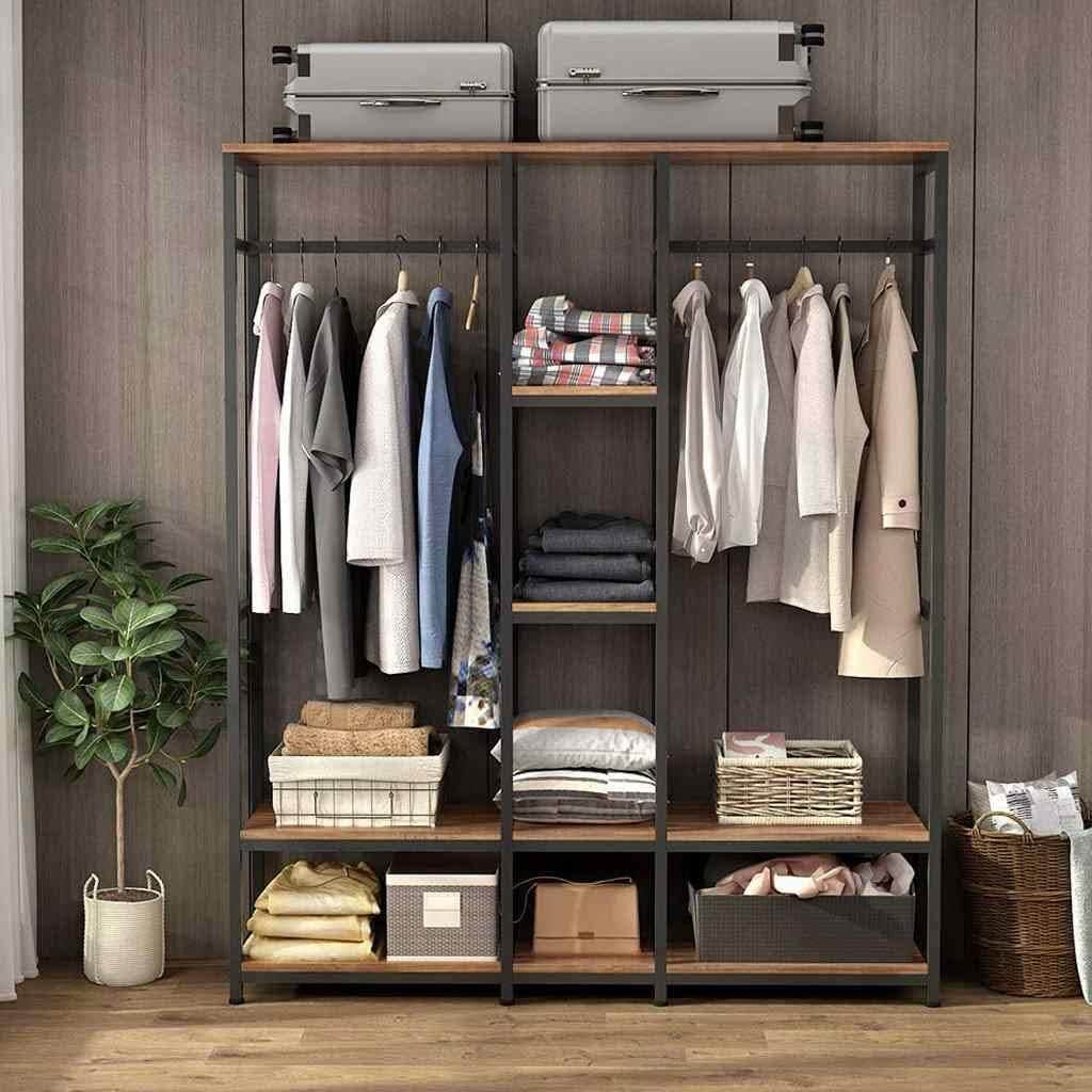 Modern Black Gloss Garment Rack Unit | Alloy Steel & Wood | Generic Brand