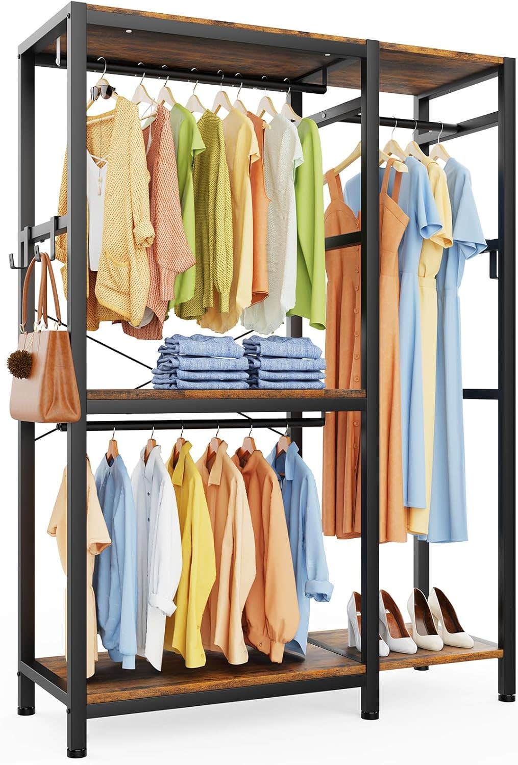TARKARI Heavy Duty Free Standing Clothes Rack with Adjustable Shelves