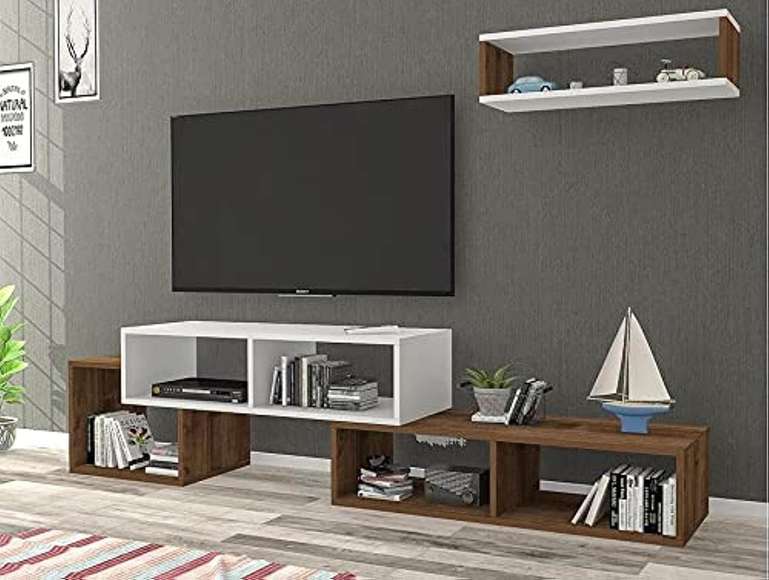 Ifurniture Multi TV Unit - Modern Black Media Storage Stand