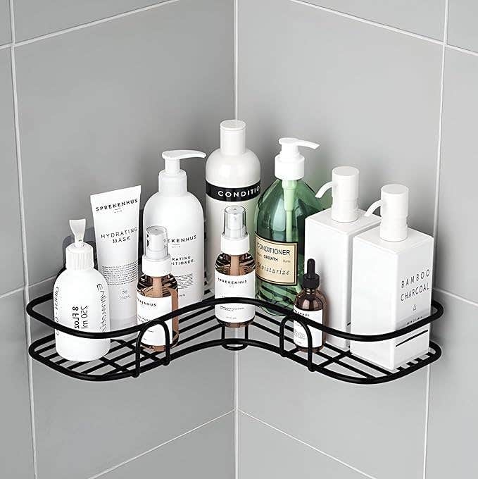 Metal Wire Corner Organizer for Bathroom - Wall Mounted, Black