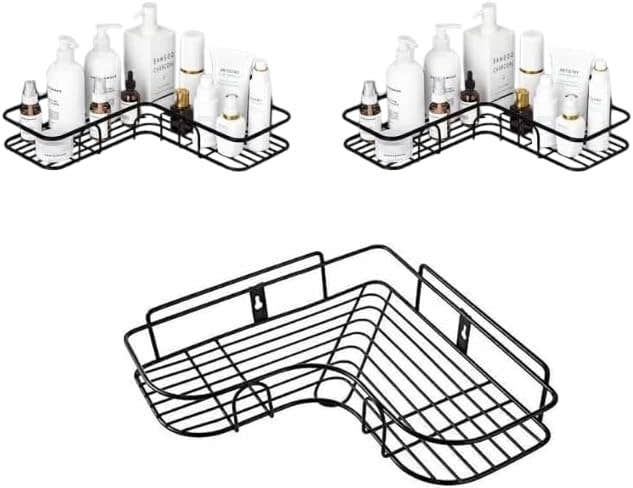 Modern Metal Bathroom Organizer Set, 3PCS, Black