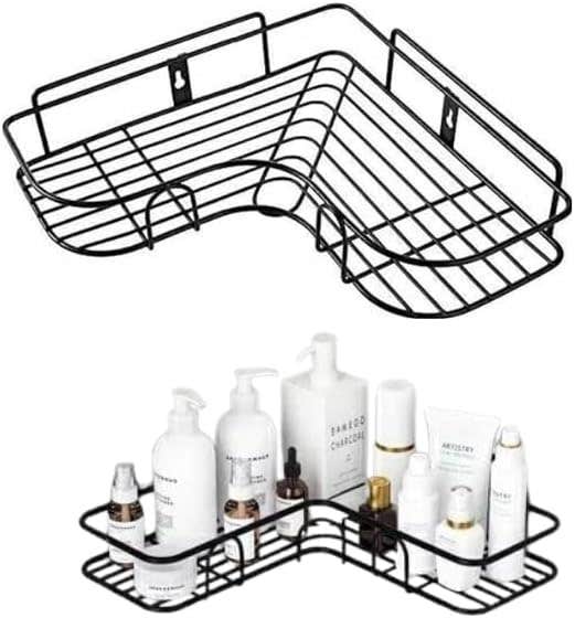 Modern Metal Bathroom Organizer Set, 2PCS, Black
