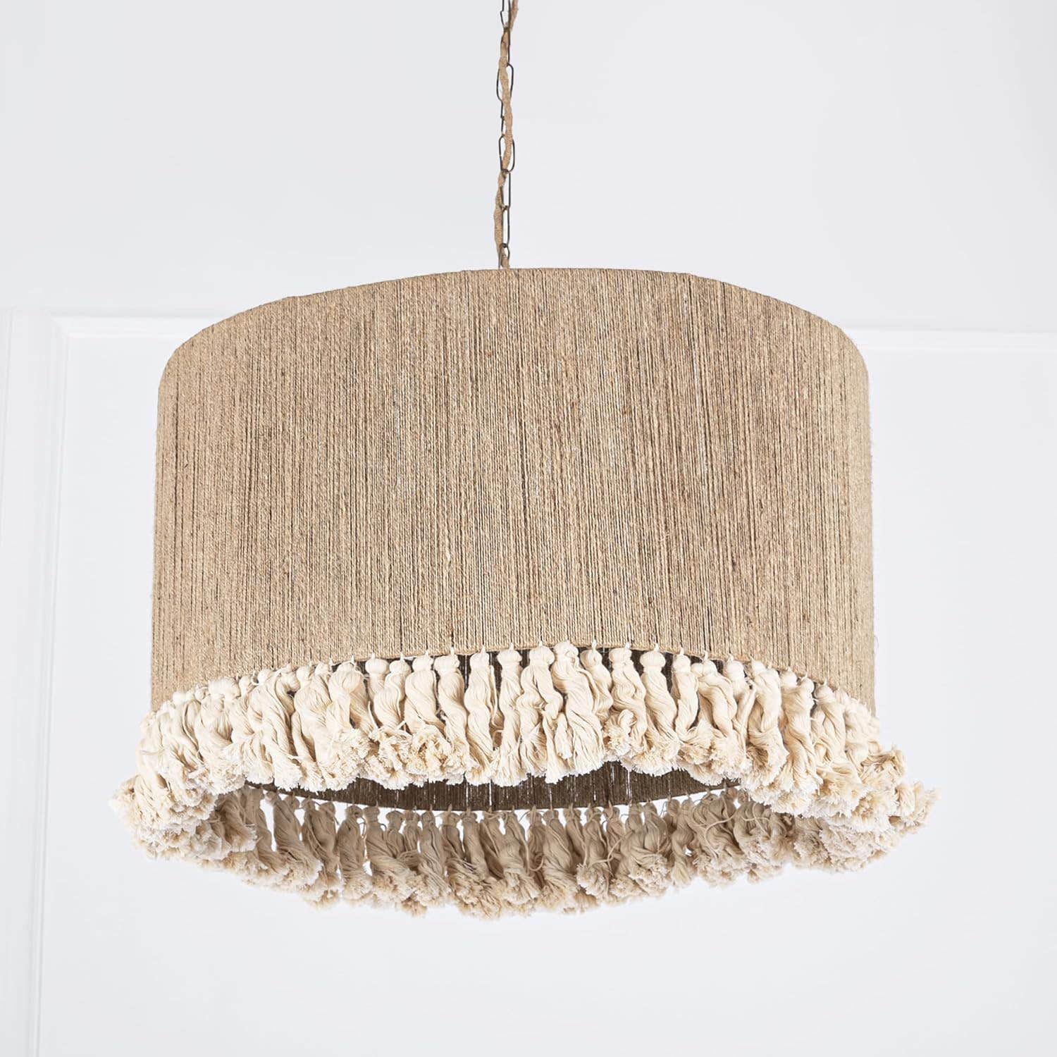 Mishkah Lighting Beige Bamboo Pendant Light - Semi Flush Mount, Country Style