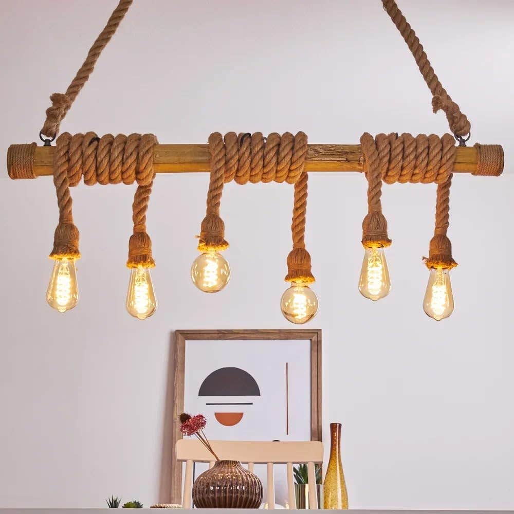 Mishkah Lighting Rustic Rope Hanging Lamp