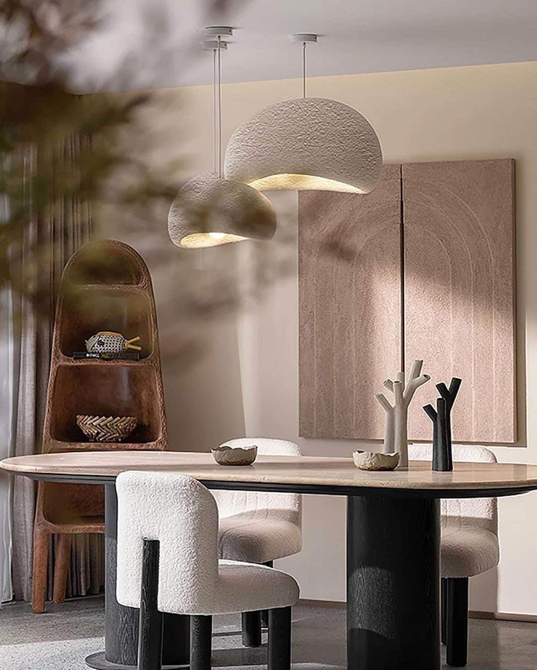 Generic Fiberglass and Foam Hanging Lamp - 30cm Diameter
