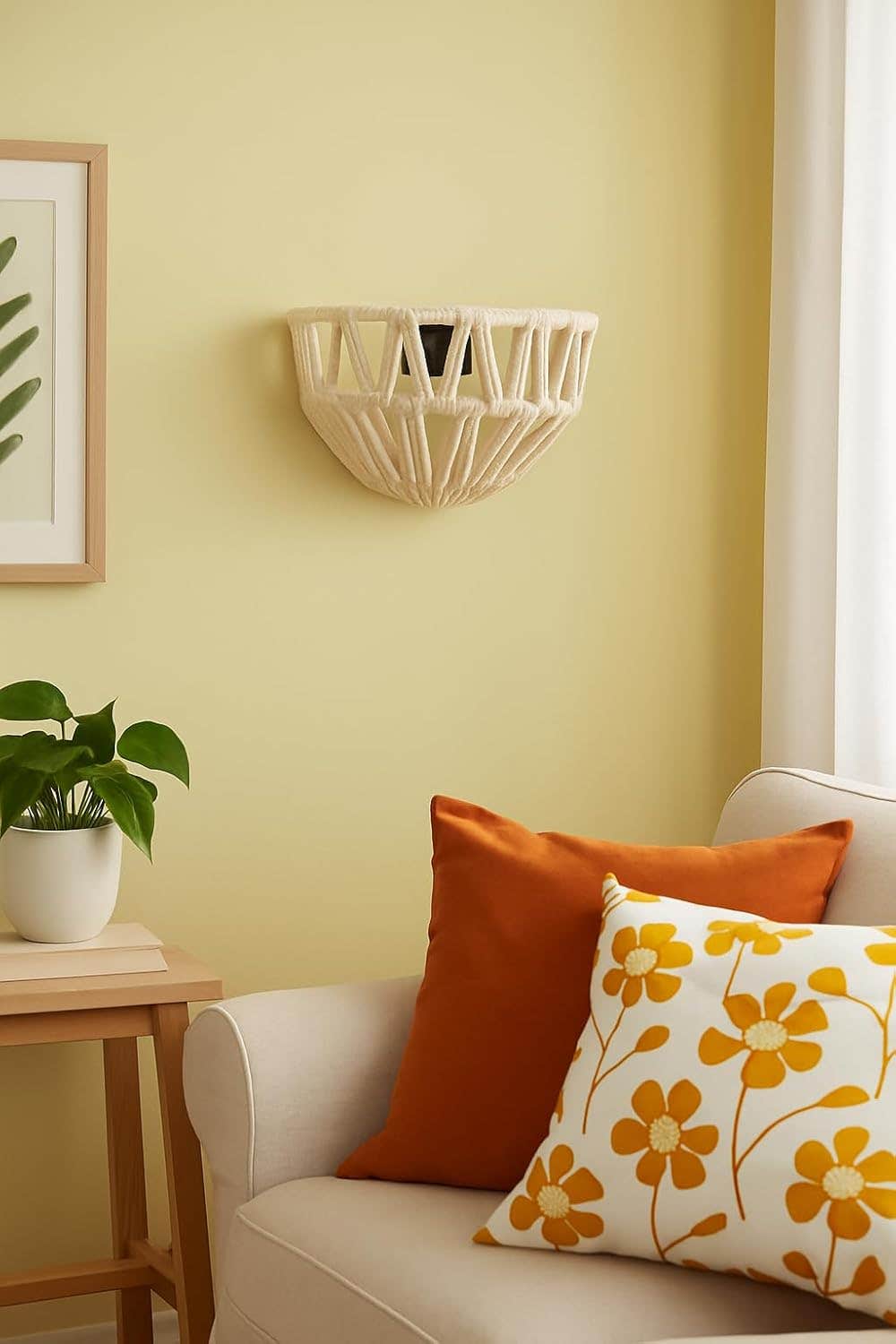 Mushkah Lighting Macrame Rope Wall Applique - Modern Design