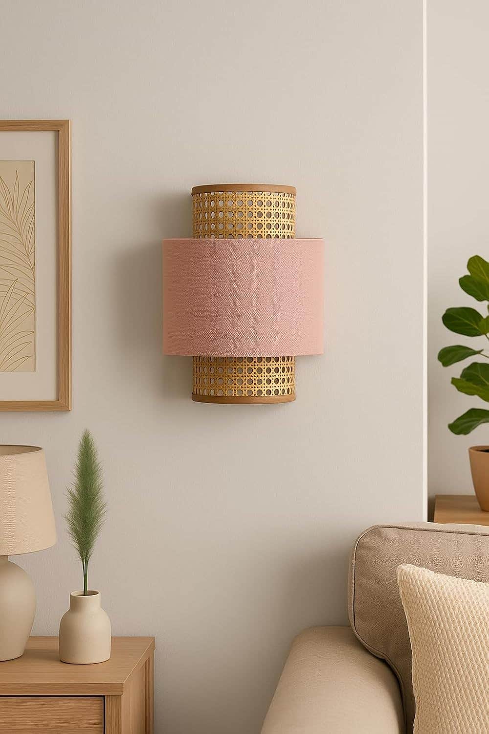 Double Wall Applique (Raffi Material & Rose Fabric) __ Modern Design by Mishkah Lighting