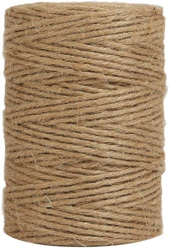 tenn well 100M Natural Jute Twine String, 6 Ply 2.3mm Thick Garden Twine String for DIY Crafts, Gift Wrapping, Bundling Packing and Gardening (Brown)