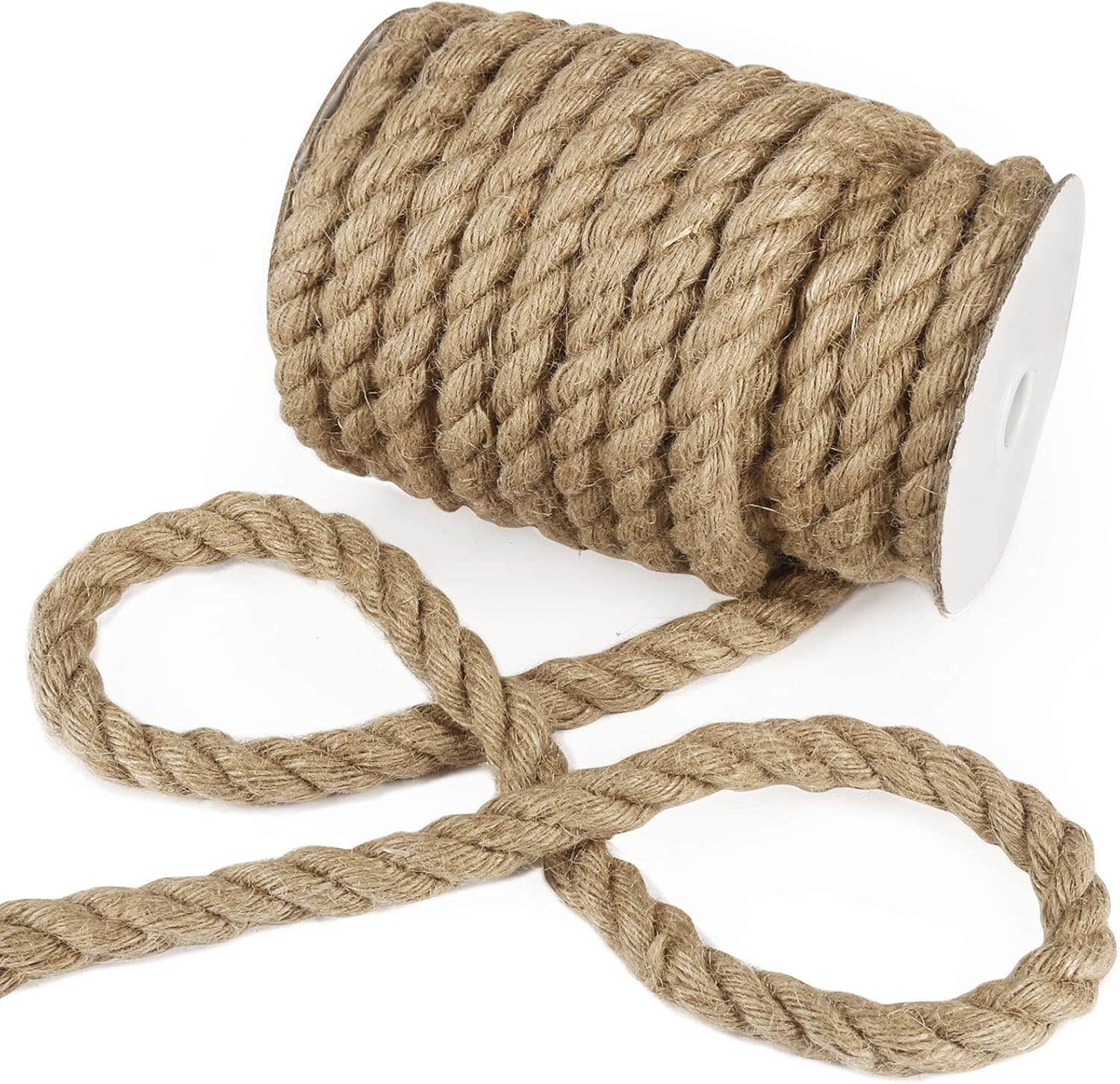 Tenn Well 1/2 Inch Jute Rope, 33 Feet - Strong Thick Jute Cord - Crafting, Gardening, Home Decoration