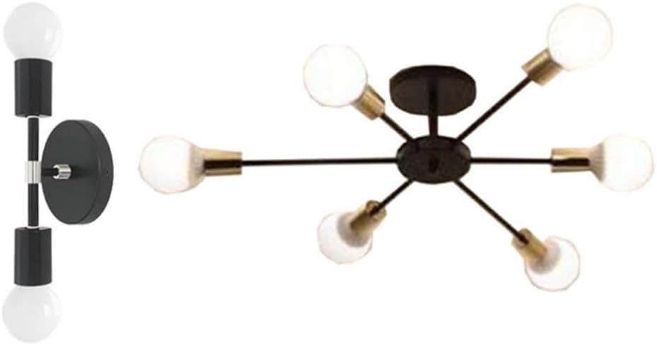 Elegant Black and Gold Ceiling & Wall Lamp Set - Energy Efficient