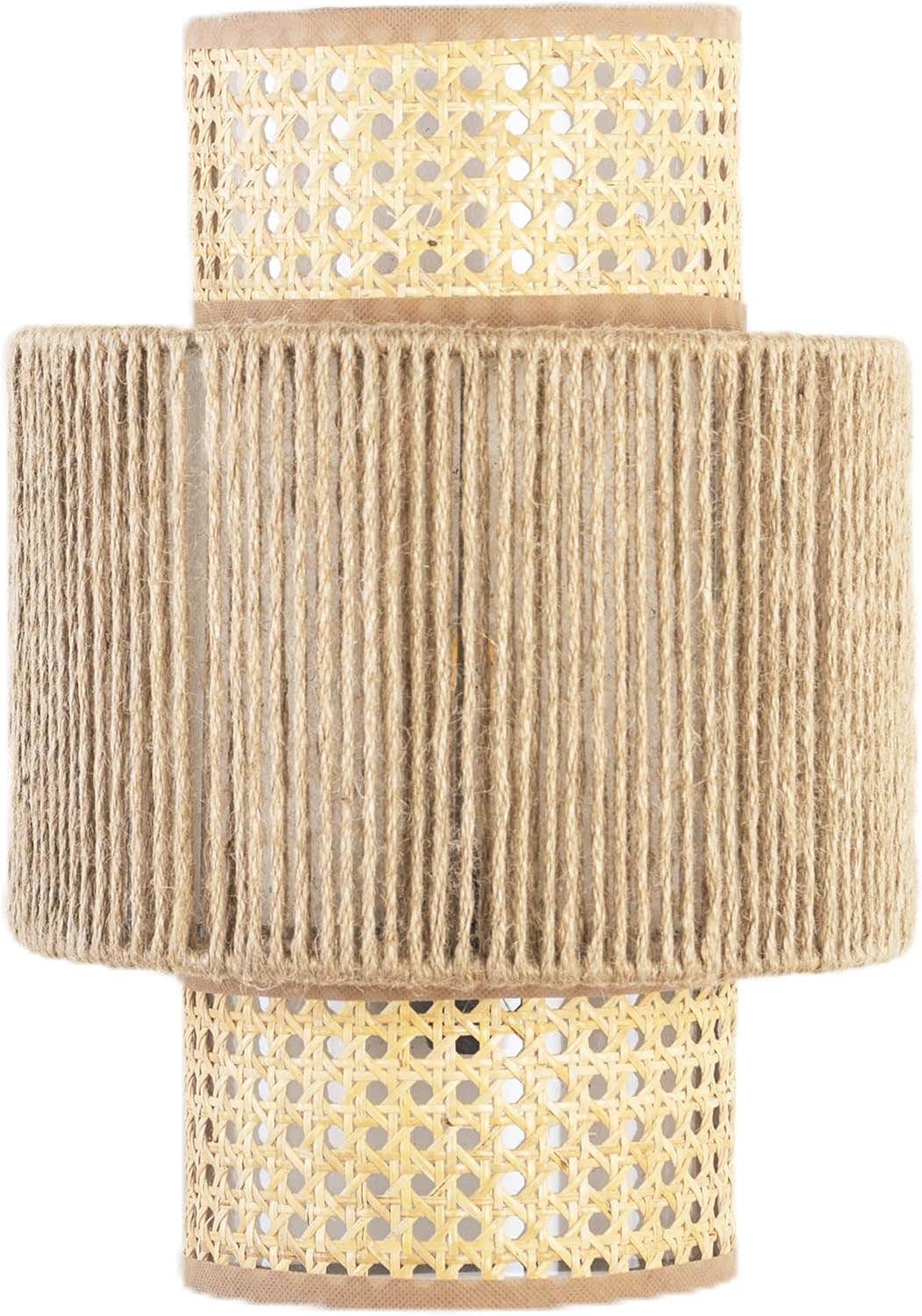 Elegant Beige Rattan Wall Sconce - Single-Bulb Light Fixture