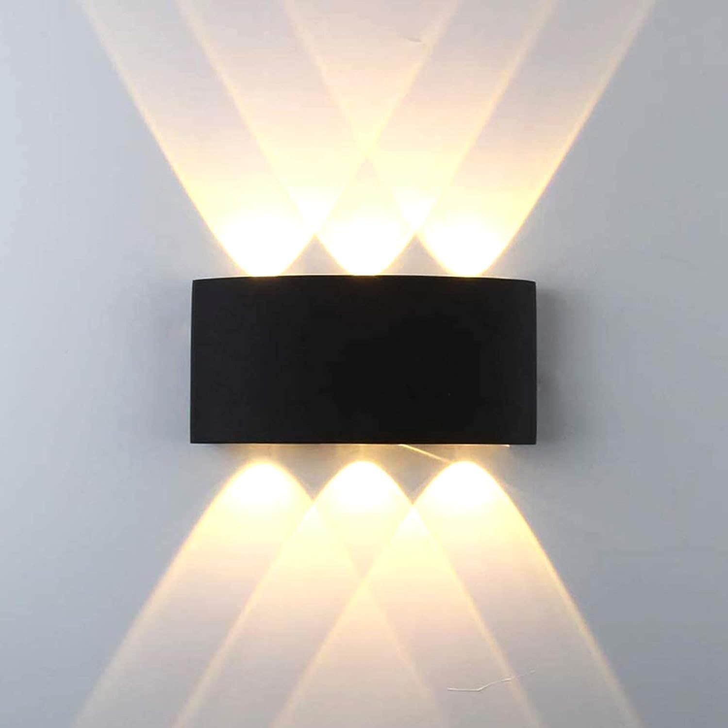 ECOMAX Aluminum Waterproof LED Wall Lamp (Black, 3000K)