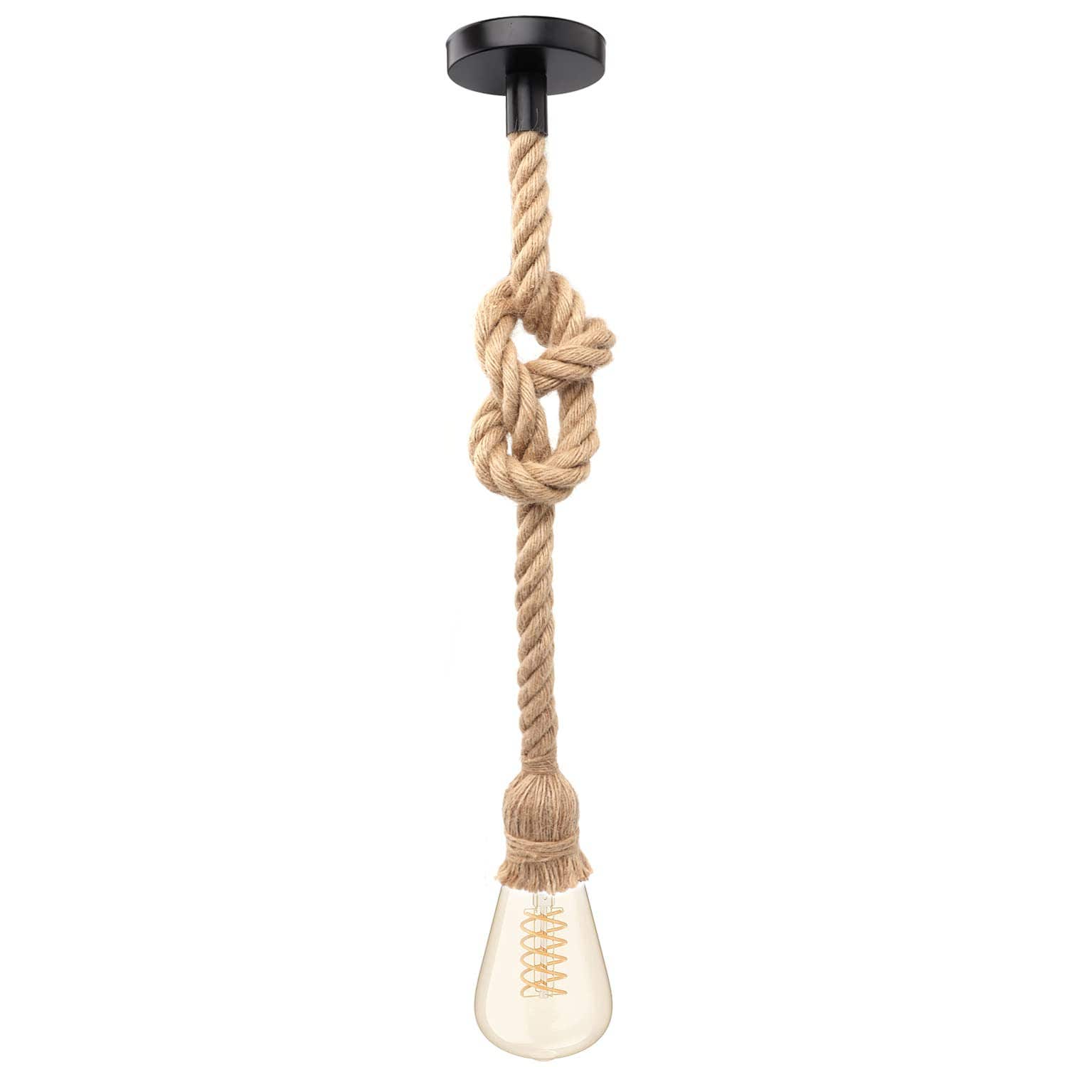 Hotloop Hemp Rope Pendant Lamp Holder, Vintage Braided Cable - 100 cm