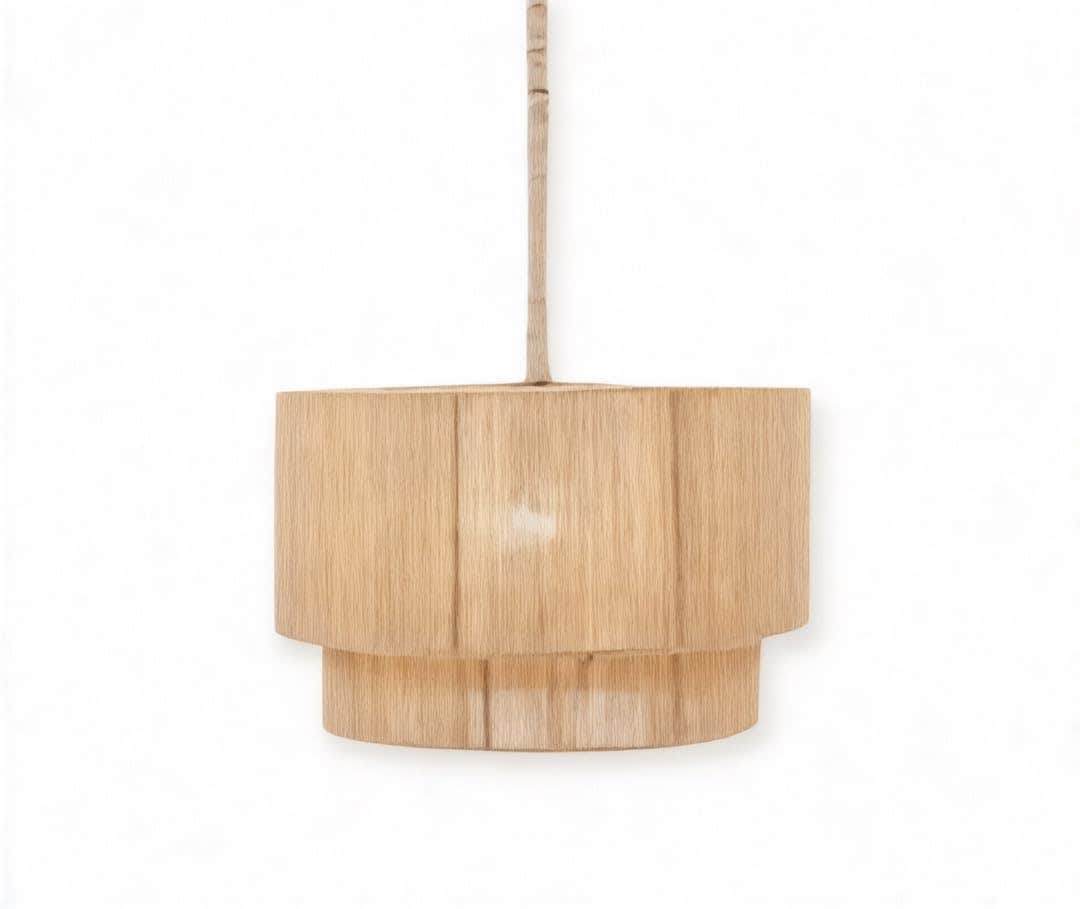 Meshkah Lighting Beige Woven Shade Pendant Lamp - Decorative Art Deco - In Stock