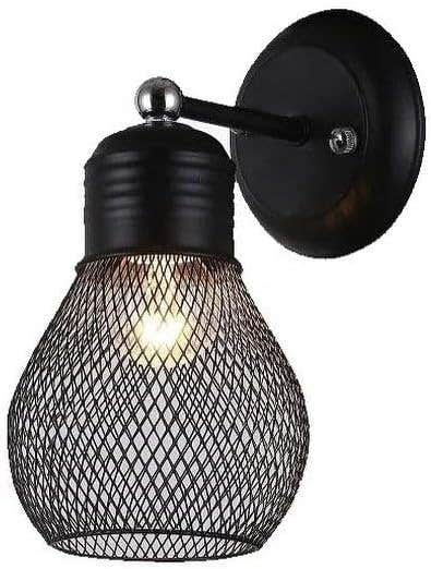 Mushkah Lighting Wall Lamp with Black Mesh Shade