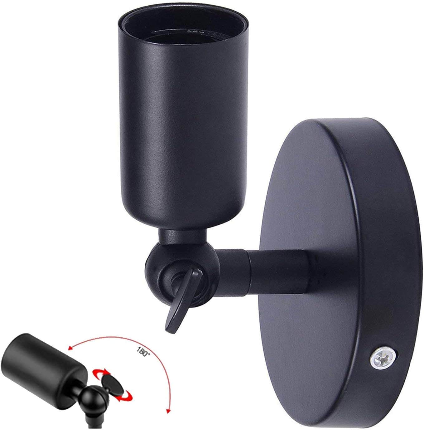 Modern Black Iron Wall Light with 180 Degree Rotation - Retro Style - E27 Bulb Base