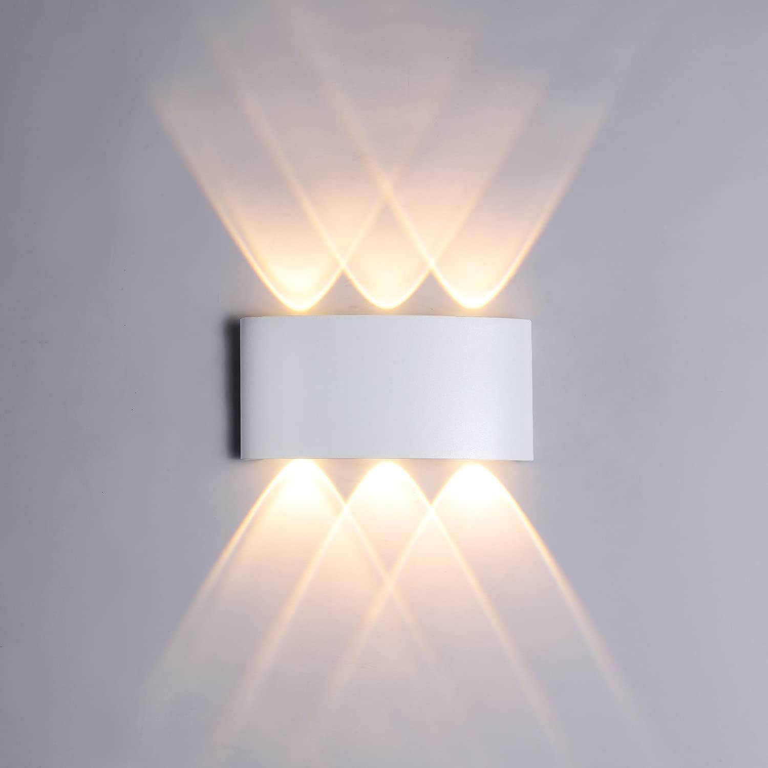 ZIKEY 6W LED Wall Lamp, Warm White Light, IP65 Waterproof, Aluminum, Bedroom Living Room Stairs