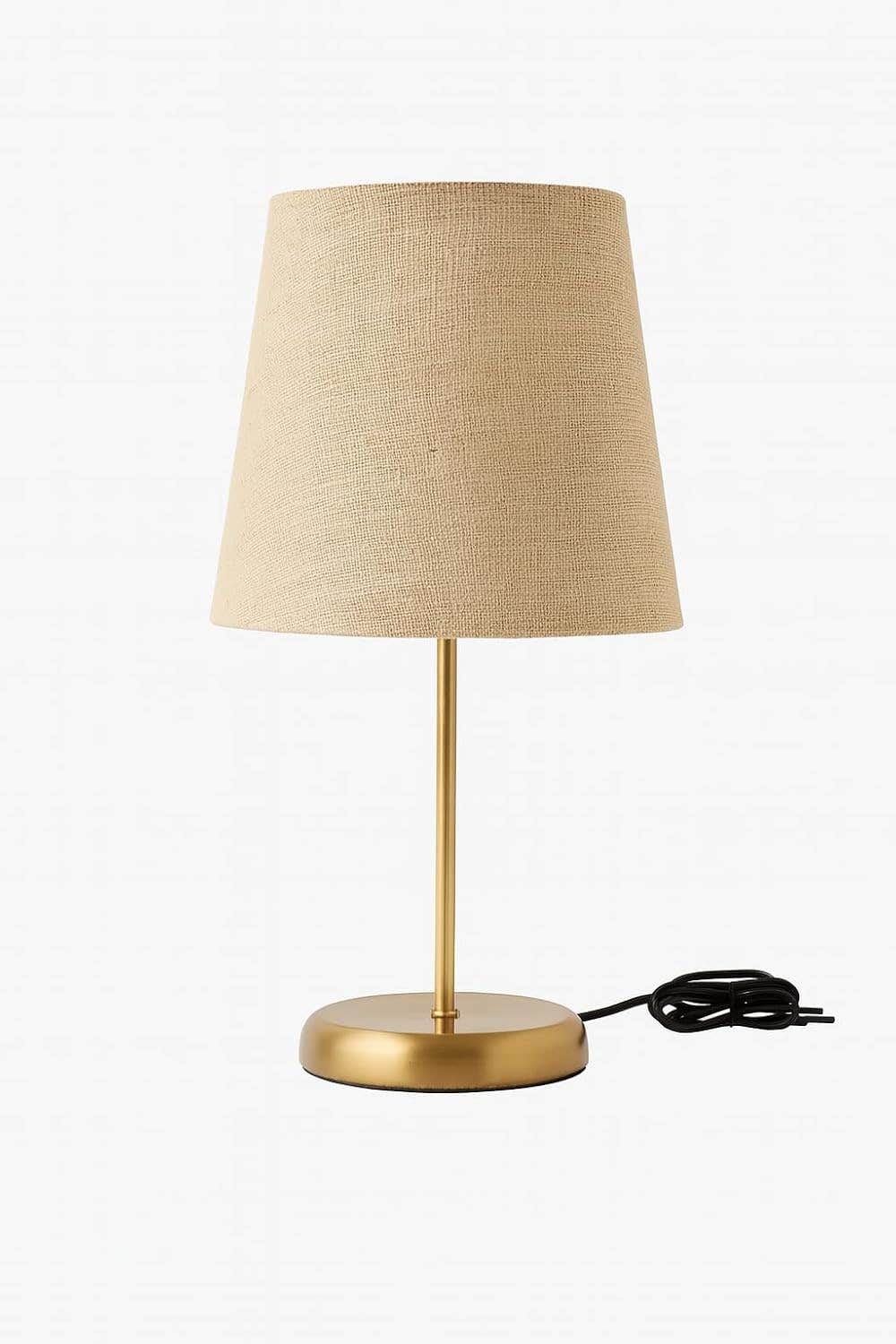 Mishkah Lighting Gold Base Table Lamp with Natural Linen Fabric Cover