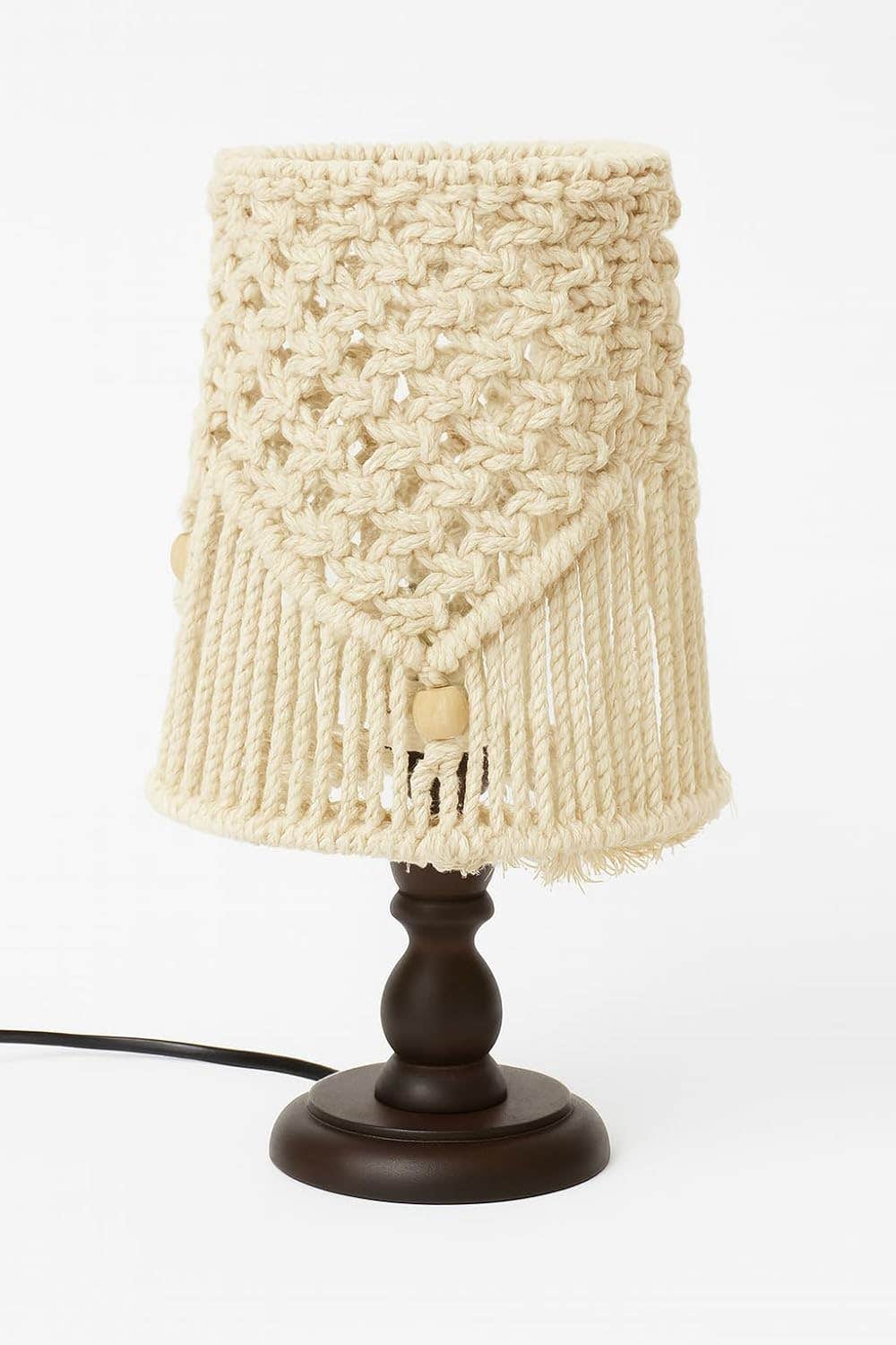 Mishkah Lighting Macrame Wooden Base Table Lamp - Matte Finish