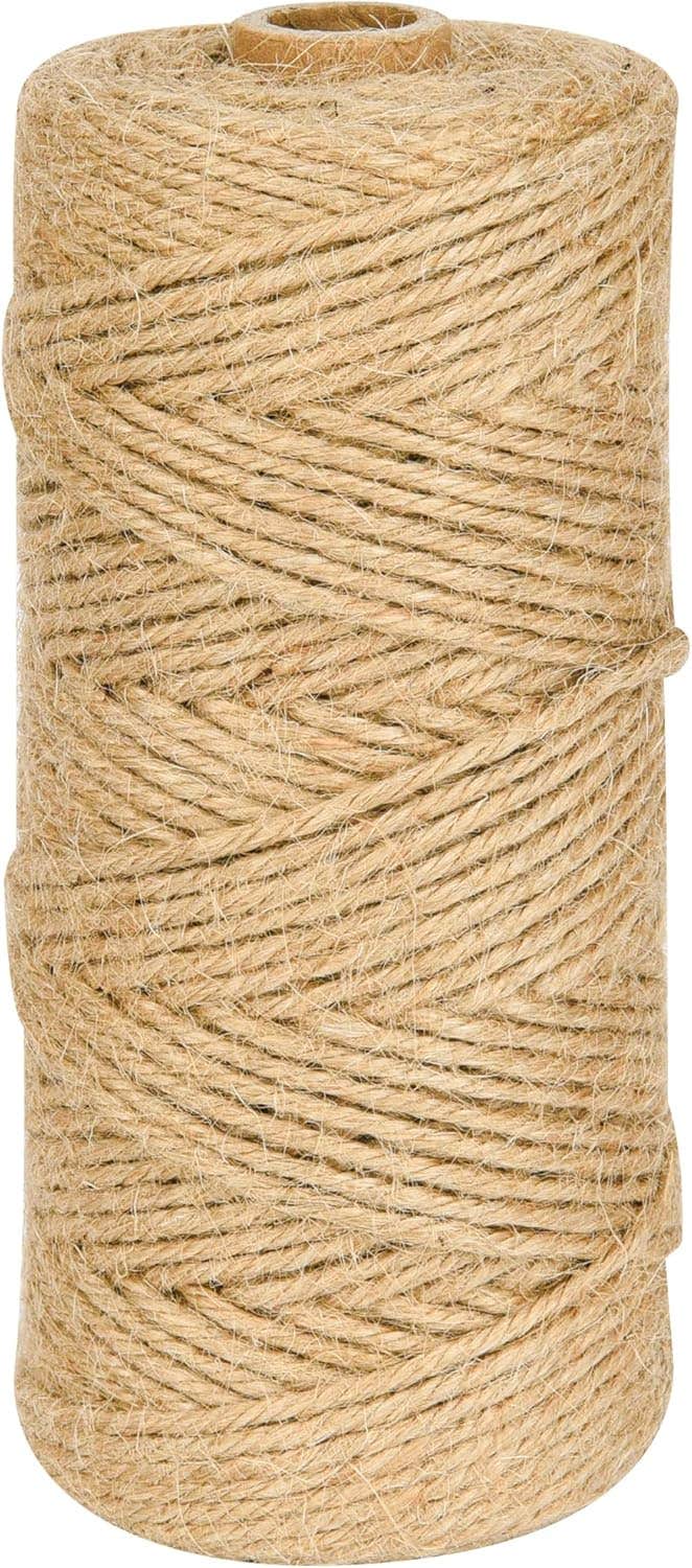 328 Feet 3mm (0.12 inch) Natural Thick Jute Twine, Durable String for DIY Crafts, Packing Materials, Arts, Home Decor, Wedding Decorations, Bundling, Gift Packing String