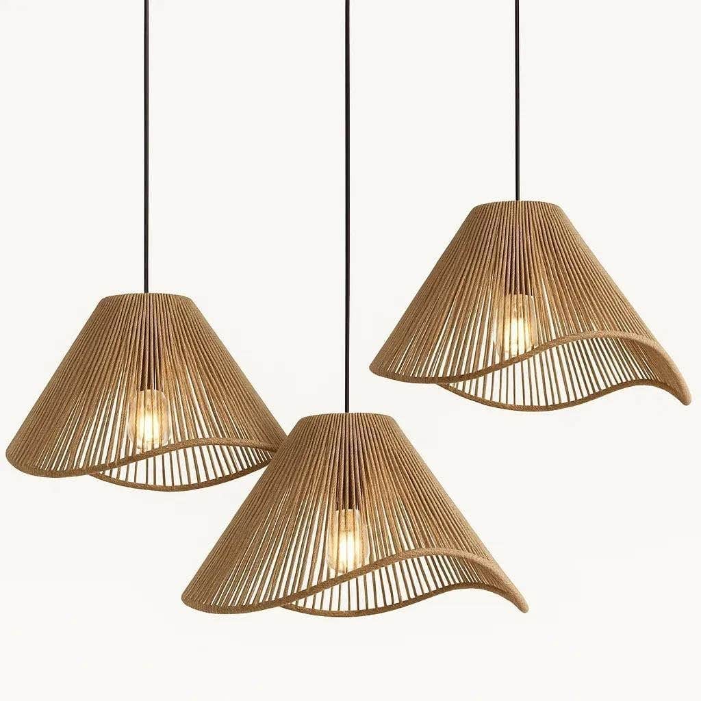 Mushkah Lighting Boho Natural Jute String Hanging Lights Set