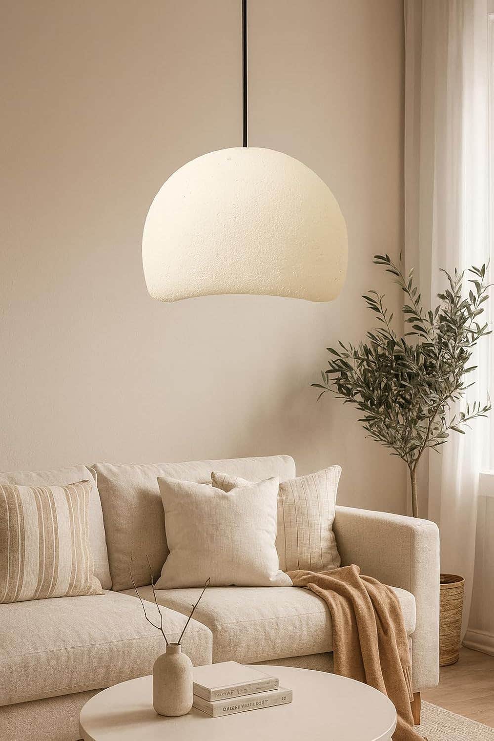 Modern White Fiber Ceiling Pendant Light Fixture - Mishkah Lighting