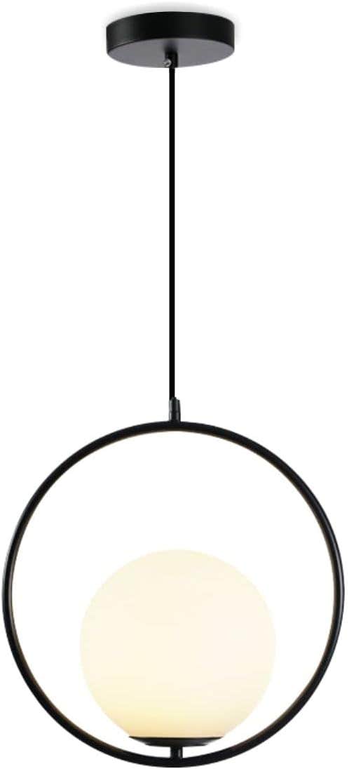 KCO Modern Black Globe Pendant Light - Adjustable Hanging Fixture