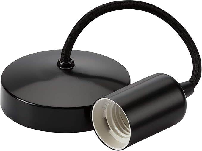 Mishkah Lighting 2 Pack Metal Lamp Hangers, E27 Holder with Cable - Black