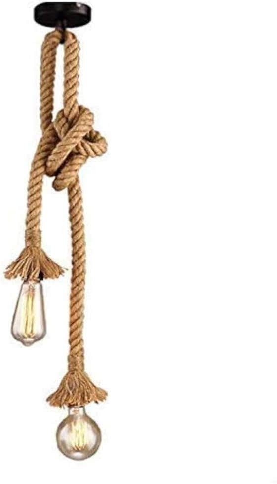 STARRYOL Industrial Double Head Hemp Rope Pendant Light, Metal, 120 cm Length