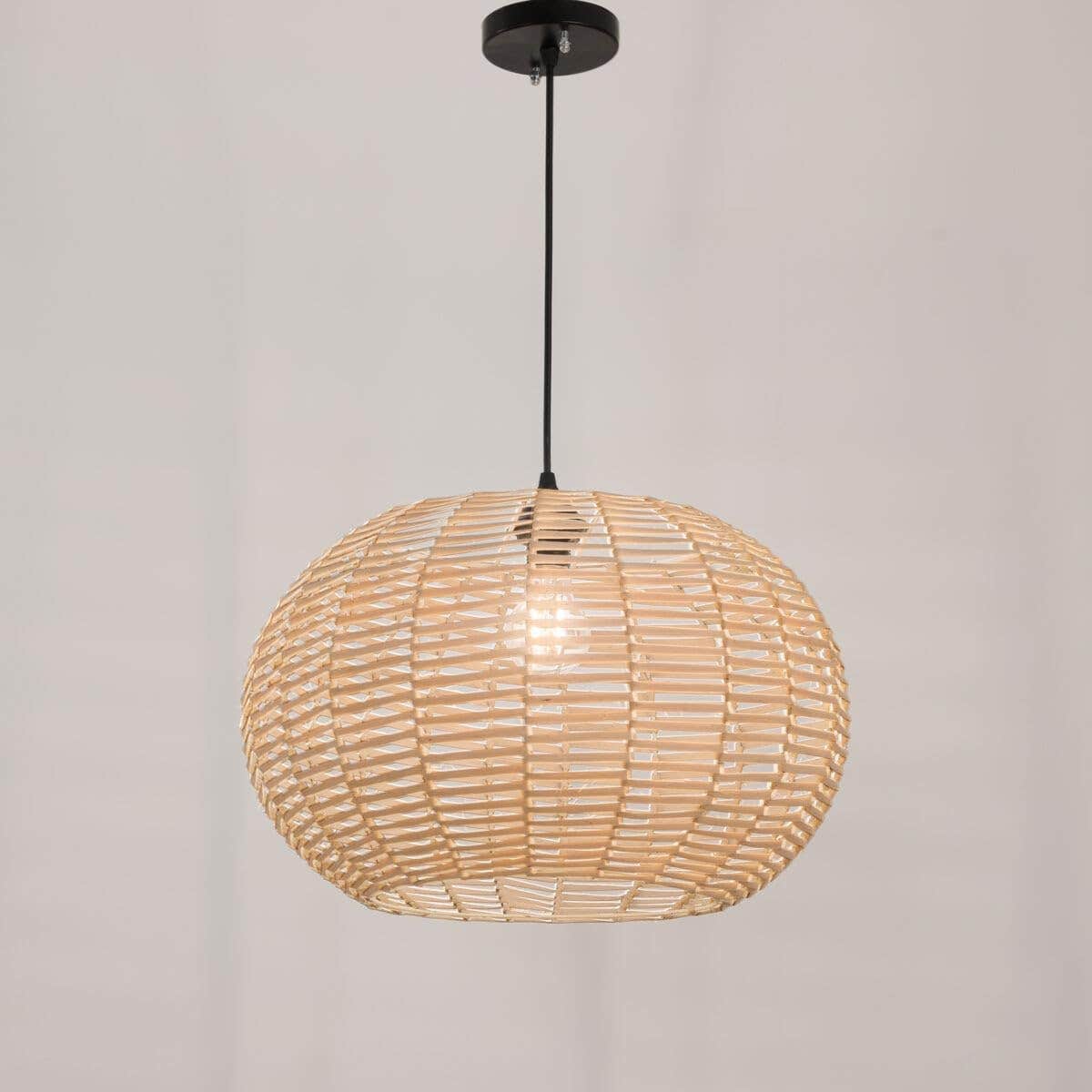 Jeremiah Boho Beige Bamboo Hanging Pendant Light