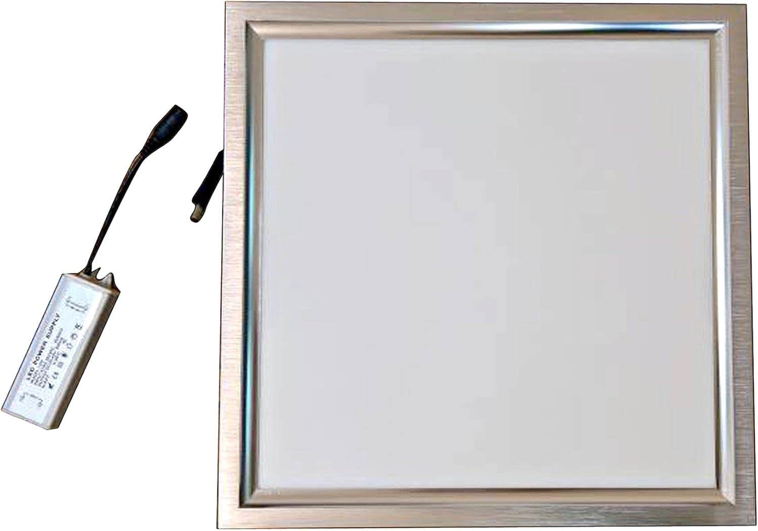 WELLMAX LED Panel 30x30cm Flush Mount Silver Stainless Steel Energy Efficient