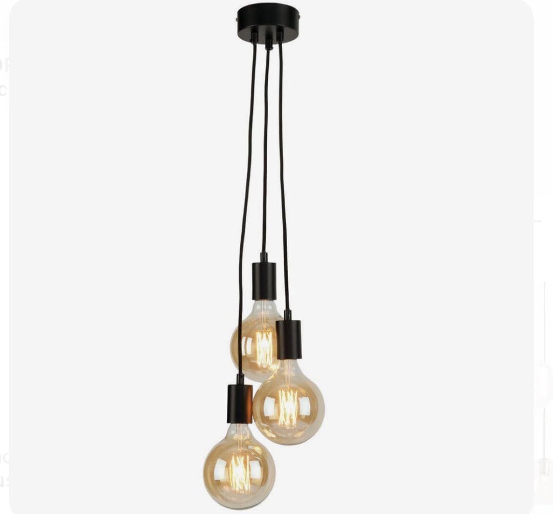 Meshkah Lighting Modern 3-Head Black Metal Pendant Lamp - Ceiling Mounted