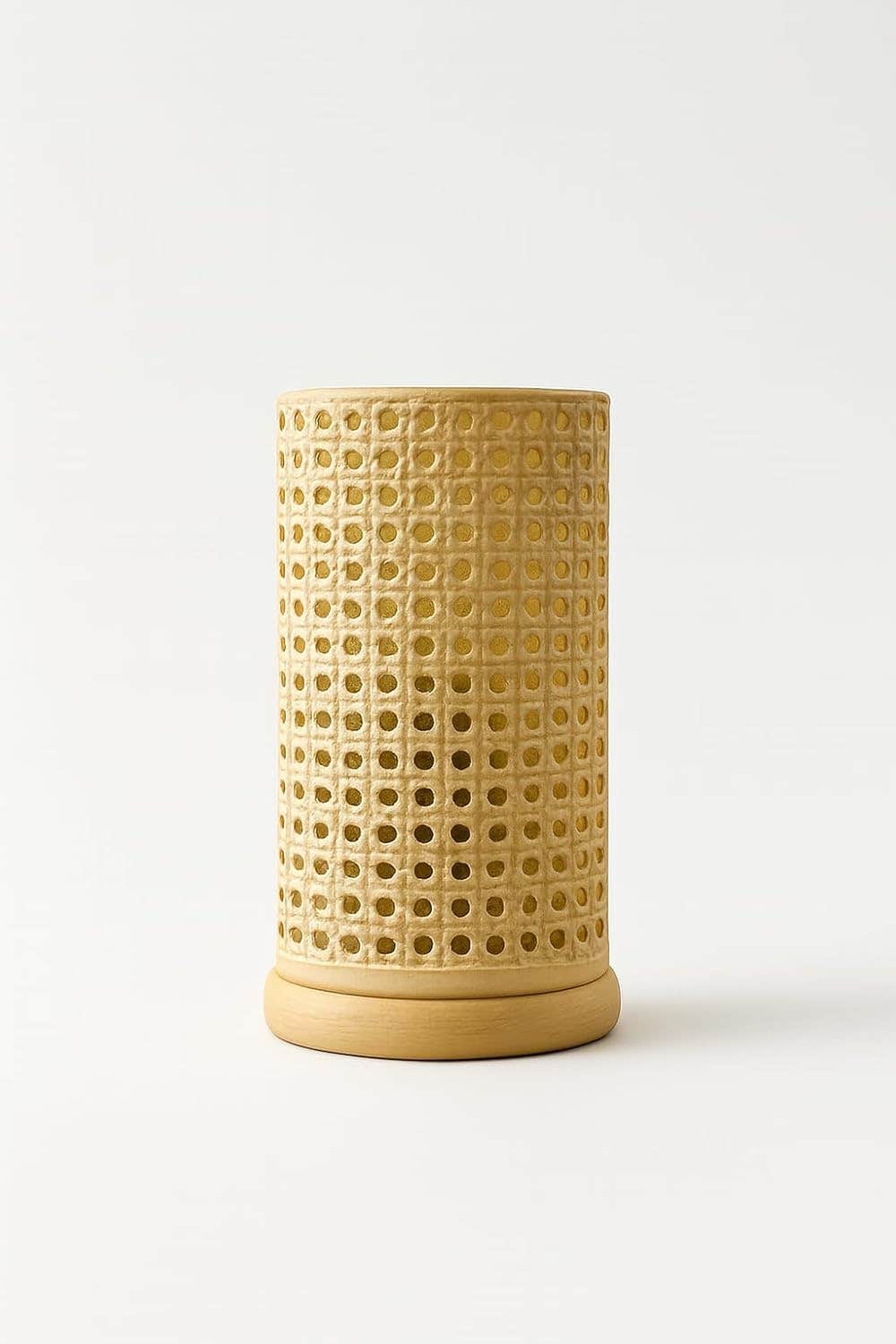 Mishkah Lighting Natural Wicker Table Lamp - Grid Design, Matte Finish - E27 Bulb Base