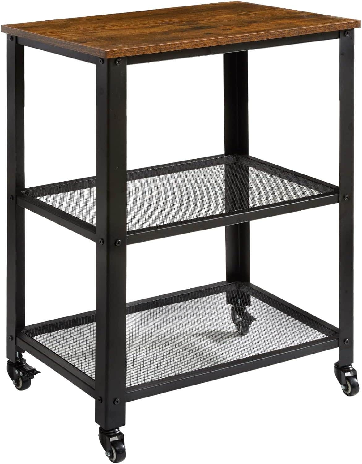IBUYKE Industrial Kitchen Serving Cart Trolley with 3 Levels Shelves