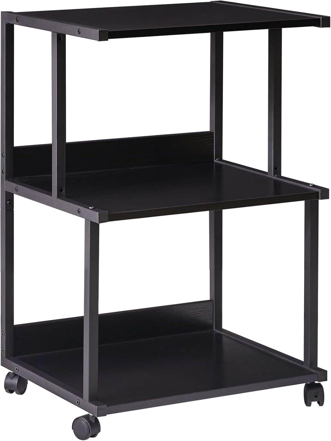 IBUYKE 3-Tier Black Printer Stand with Storage Shelf, Wheels - Home Office Organization