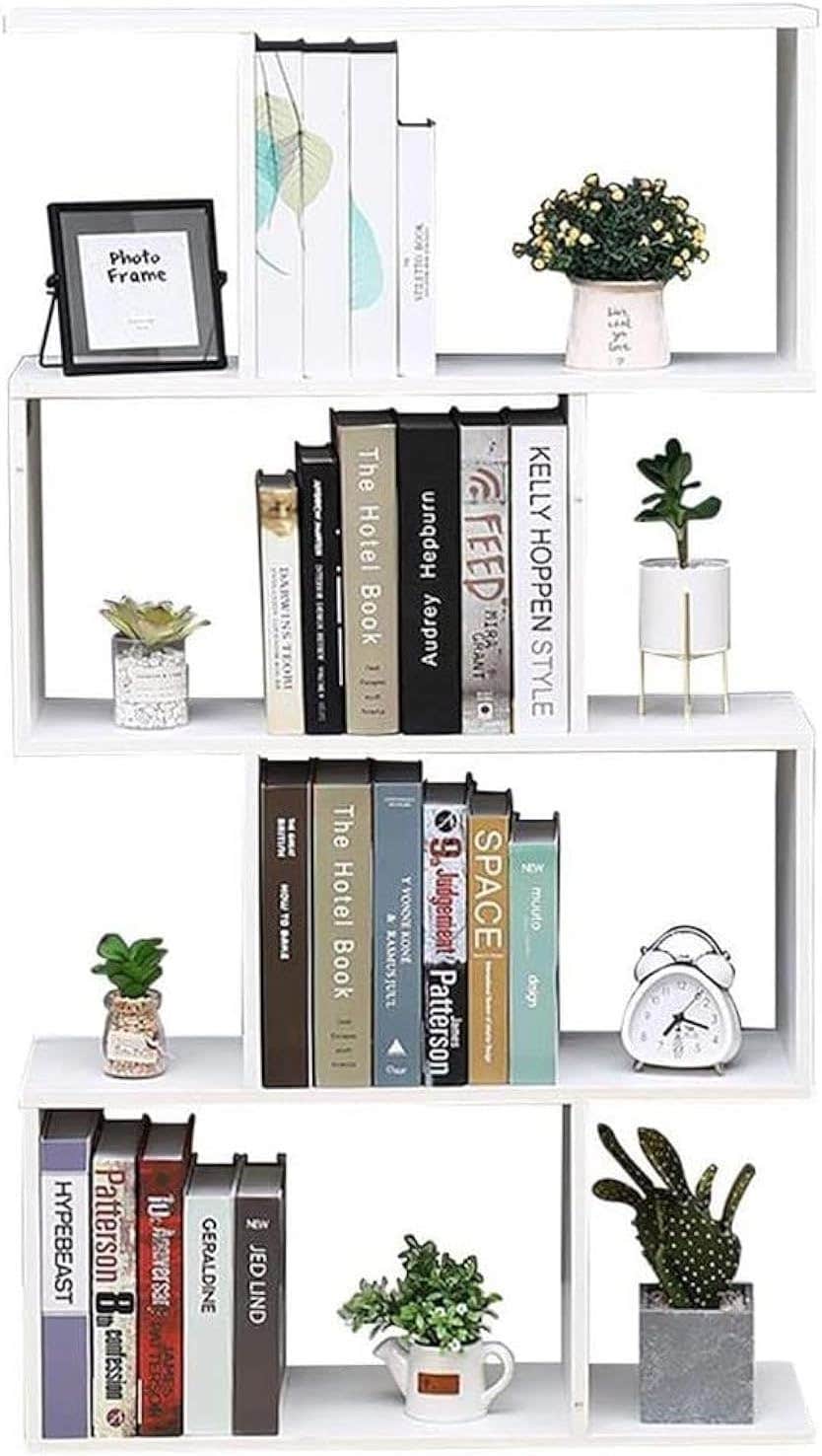 ETNIC ART White Modern Bookcase Shelving Unit - Waterproof, Easy Assembly