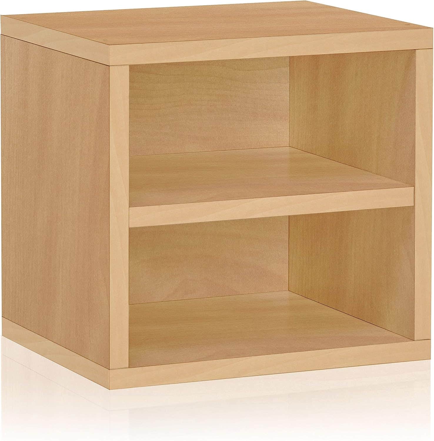 Way Basics Natural Wood Grain Modular Connect Shelf Cube Organizer