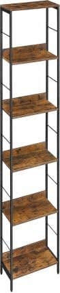 VASAGLE Industrial 6-Tier Bookcase, Rustic Brown & Ink Black, Shelving Unit - Durable & Stylish
