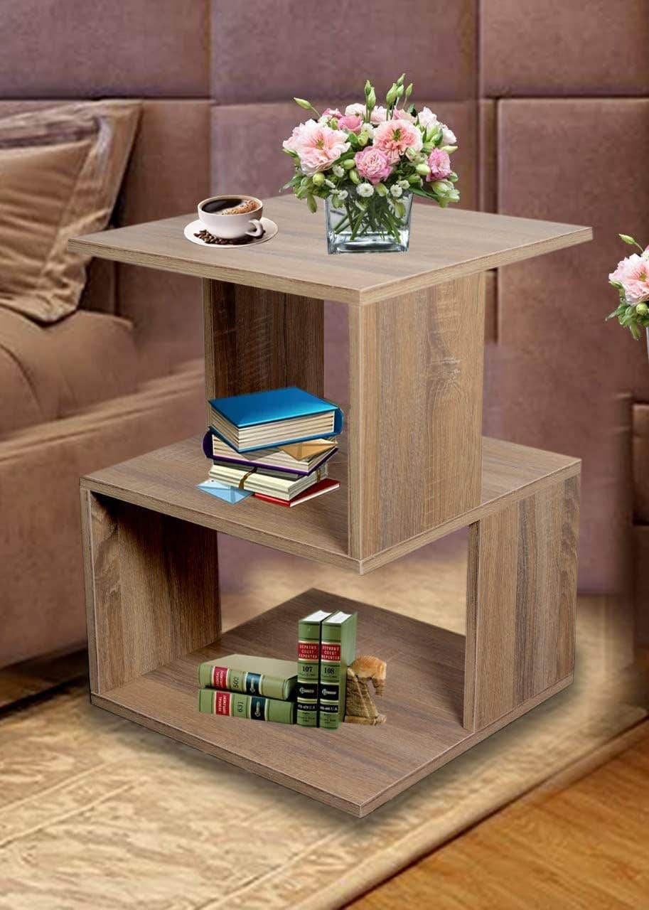 Opening Open Wood Side Table - Beige